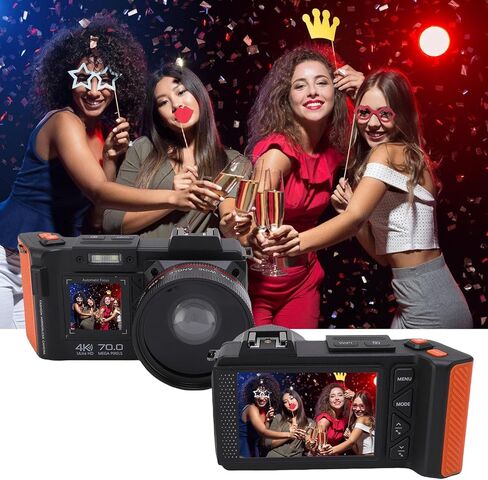 Yunseity 4K 70MP كاميرا رقمية للتصوير الفوتوغرافي ، كاميرا مدونة محمولة مع تكبير 50x ، نقطة ضبط تلقائي للصورة وكاميرات التصوير مع فلاش شاشة مزدوجة زاوية واسعة للسفر (الأخضر) in Kuwait