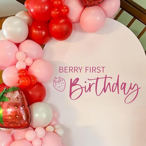 Berry Strawberry First Birthday Wall Decal - Sweet 1st Birthday Decorations for Baby Shower, Birthday Party, Anniversary, Balloon Arch, Backdrop, Room...… in Kuwait