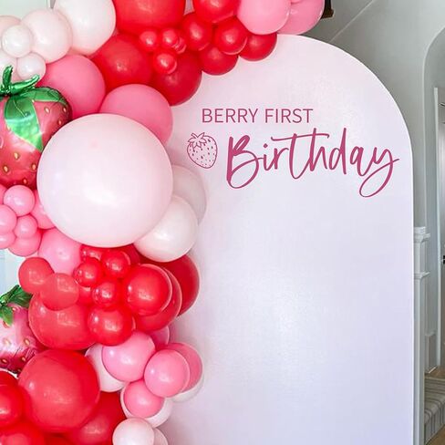 Berry Strawberry First Birthday Wall Decal - Sweet 1st Birthday Decorations for Baby Shower, Birthday Party, Anniversary, Balloon Arch, Backdrop, Room...… in Kuwait