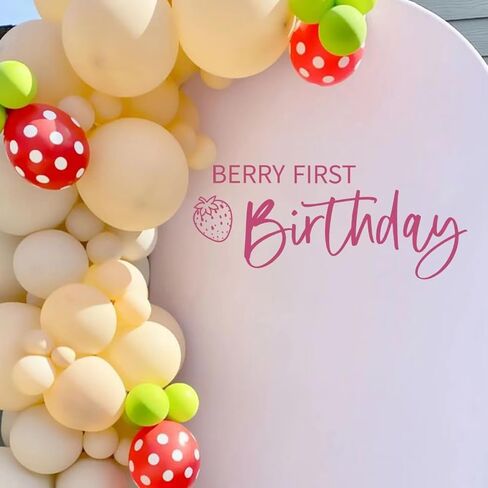Berry Strawberry First Birthday Wall Decal - Sweet 1st Birthday Decorations for Baby Shower, Birthday Party, Anniversary, Balloon Arch, Backdrop, Room...… in Kuwait