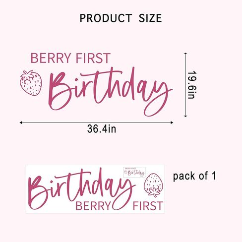 Berry Strawberry First Birthday Wall Decal - Sweet 1st Birthday Decorations for Baby Shower, Birthday Party, Anniversary, Balloon Arch, Backdrop, Room...… in Kuwait