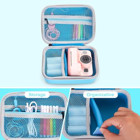 Phetium Instant Print Camera Case Compatible with ESOXOFFORE/Cimizi/HiMont/Goopow/Dylanto Instant Print Cameras for Kids, Storage Organizer Bag for Refill Print Paper Rolls (Box Only)-Light Blue in Kuwait