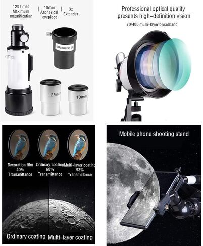 التلسكوب الفلكي النجوم HD Telescope للأطفال والطلاب التلسكوبات للبالغين فتحة 70 مم 400 مم تركيب B (الحزمة 3) in Saudi Arabia