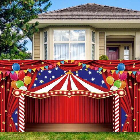 Carnival Circus Backdrop 10x8ft for Photo Carnival Theme Party Decorations Background Large Welcome to The Carnival Birthday Party Banner Backdrop Photo Booth Props Polyester Fabric in Kuwait