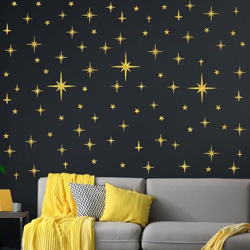 3 Sheet Silver Glitter Star Wall Stickers, Removable Sparkle Star Wall Decals for Bedroom, Classroom, Playroom, Nursery in Kuwait