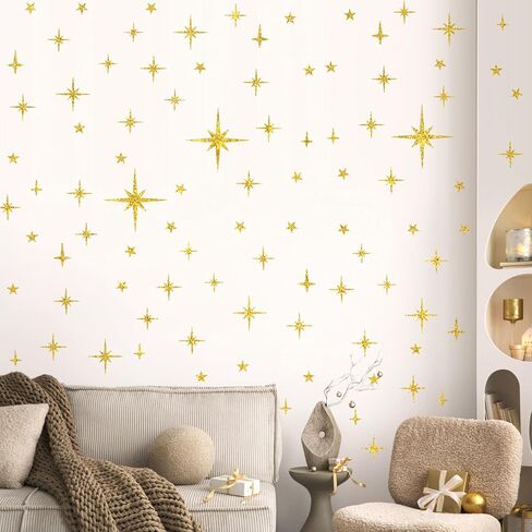 3 Sheet Silver Glitter Star Wall Stickers, Removable Sparkle Star Wall Decals for Bedroom, Classroom, Playroom, Nursery in Kuwait