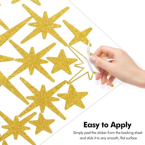 3 Sheet Silver Glitter Star Wall Stickers, Removable Sparkle Star Wall Decals for Bedroom, Classroom, Playroom, Nursery in Kuwait