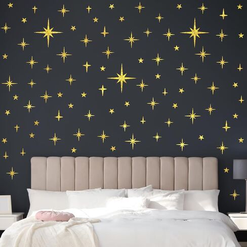 3 Sheet Silver Glitter Star Wall Stickers, Removable Sparkle Star Wall Decals for Bedroom, Classroom, Playroom, Nursery in Kuwait