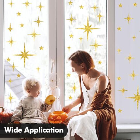 3 Sheet Silver Glitter Star Wall Stickers, Removable Sparkle Star Wall Decals for Bedroom, Classroom, Playroom, Nursery in Kuwait
