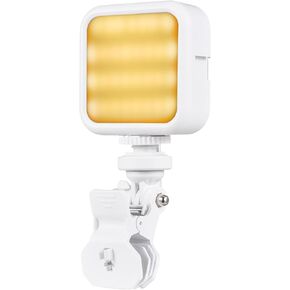 Andoer 5W Pocket Led Light Mini Video Lamp Bi-Color Photography Light with 62pcs Beads 3000K-7000K Color Temperature with Clip Adapter for Live Streaming Home Studio