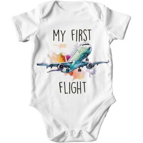 First Airplane Flight - Baby Boy Girl Clothes Infant Bodysuit Funny Cute Newborn