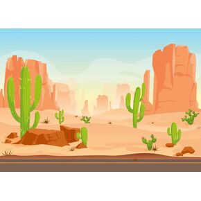 BELECO 7x5ft Fabric Cartoon Desert Cactus Backdrop Wildwest Road Road Sand Dunes Photography Backgrough