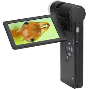 Vividia UM049 Handheld Portable Digital LCD Microscope with 4" IPS Screen Built-in Polarizer Rechargeable Battery 10x to 300X Magnification 12M Photo 1080 HD Video