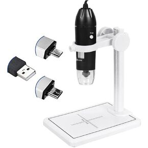 مجموعة ملحقات المجهر 1600x المجهر الرقمي 8 LEDs 2 ميجابكسل المجهر الإلكتروني مع رفع حامل الكاميرا USB Zoom Camera Slies