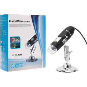 Microscope Accessories Kit 1600X USB Digital Microscope Camera 8LED with Hold Stand Microscope Slides