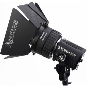 Aputure 80c RGB LED Video Light, Bundle with CF4 Fresnel & CF4 Barndoors, Full Color Point Source Fixture, 20,185 Lux @1m, 1800K-20,000K, Advanced Diode Mixing, IP65 Weatherproof