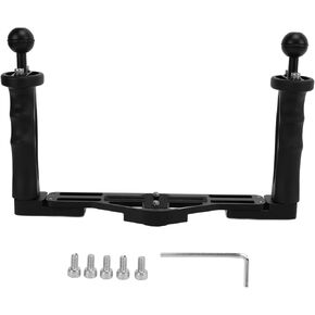Dual Handle Underwater Camera Stabilizer Rig for Diving Housing, Aluminum Alloy with Silicone Grips, Black, Compatible with SLR Cameras & Diving Lights