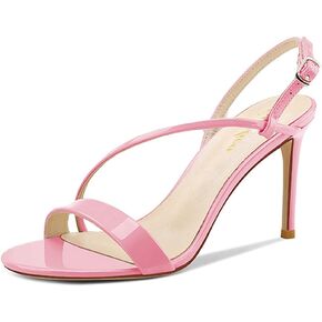 Lutalica W Women's Sexy Patent Leather Open Toe Single Strap Stiletto High Heel Slingback Dress Sandals For Party Evening Wedding