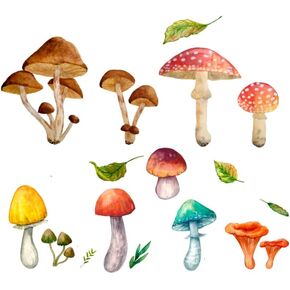 Mushroom Wall Decals Peel and Stick for Bedroom Nursery Decor, Mushroom Wall Stickers Big for Bathroom Decor, Mushroom Wallpaper Peel and Stick,Vinyl Nature Wall Decals Stickers