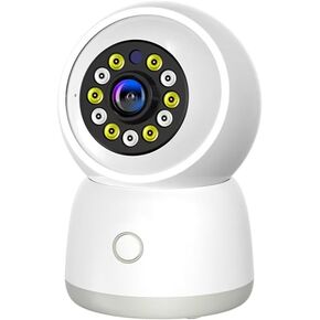 Security Camera Indoor, Safety Camera, Suitable for Home, Full Color Night Vision, 1080p HD Dog-Camera, for Baby and Pet Monitor, White