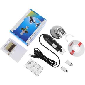Microscope Accessories Kit 3-in-1 Digital Microscope 1600X Portable 2 Adapters USB with 8LED Microscope Slides