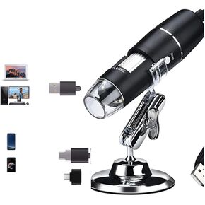 Microscope Accessories Kit 1600X USB Digital Microscope Camera 8LED Magnifier Microscope Slides