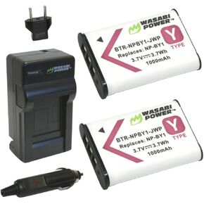 Wasabi Power Battery (2-Pack) and Charger for Sony NP-BY1 and Sony HDR-AZ1 Action Cam Mini