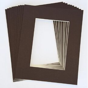topseller100, Pack of 10 BROWN 8x10 Picture Mats Matting with White Core Bevel Cut for 5x7 Pictures