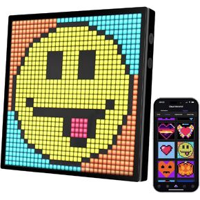 Programmable LED Pixel Display, 32x32 Pixel Art Digital Picture Frame and Digital Clock with APP Control, Cool Animation Frame Wall/Desk Mount for Bedside & Table Gaming Room (Black)