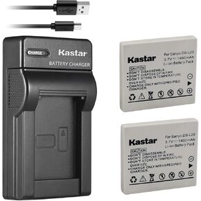 Kastar Battery (X2) & Slim USB Charger for Sanyo DB-L20 and VPC-C40, C5, C6, CA6, CA65, CA8, CA9, CG6, CG65, CG9, E1, E2, E6, E7, S7