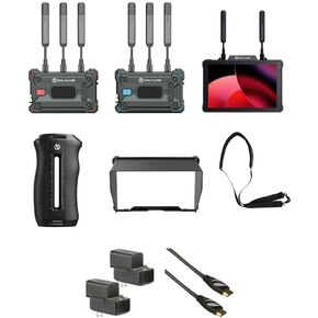 Hollyland Pyro Video Transmission Kit Bundle مع Genaray 2 X NP-F770 4400mAh بطاريات و 2x شواحن شواحن ، Pearstone عالي السرعة HDMI إلى كابل HDMI مع Ethernet Black