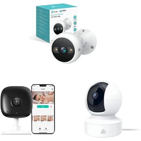 Kasa 4MP 2K Outdoor Security Camera Wired with Kasa 2K QHD Pan/Tilt Indoor Security Camera