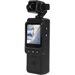 Yunseity 1080P Vlogging Camera, Multi Axis Smart Stabilization Handheld Action Camera, 270° +180° Rotatable Pocke t Camcorder for Filming Travel Vlog Video