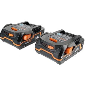Ridgid Genuine OEM AC840085 Twin Pack of 1.5 Amp Hour 18V Compact Lithium Ion Power Tool Battery with Onboard Fuel Gauge and Flat Standing Base (2 Batteries)
