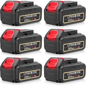 8000mAh Battery Replacement for Dewalt 20V Max Lithium Ion Compatible with Dewalt Batteries DCB205 DCB206 DCB207 DCB204 DCB201 DCD DCF DCG Series Cordless Power Tools-Pack 1