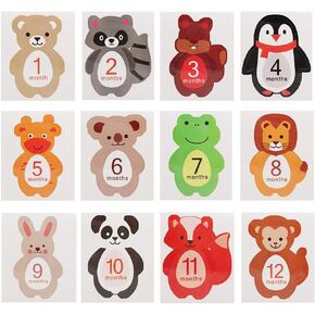Sticker, 12pcs Newborn Baby Monthly Sticker for 1-12 Month Milestone Memories Photo Props Baby Keepsake Products of Your Baby's First Year Growth and Holidays
