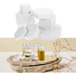 Photography Props, 8 Pack Foam Photoshoot Prop Geometric Cube Blocks for Jewelry Cosmetics Makeup Photoshoot (White)