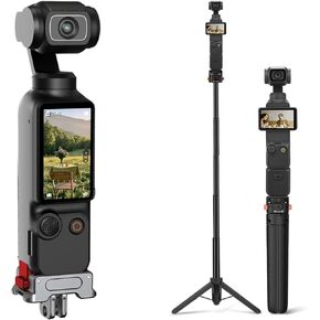 Pocket 3 Tripod and Charging Adapter Base Mount, Mini Table Desk Extendable Tripod Stand Small Handheld and Desktop Type-C Charger with 1/4" Screw for Pocket 3 Creator Combo Accessories