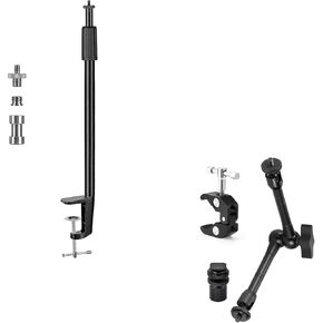 ذراع سحرية Tarion مع مشبك سوبر + 14-25 بوصة مصباح سطح المكتب مع مسامير 1/4 "3/8" ، كاميرا احتكاك مفصلية قابلة للتعديل مثبتة ومشبك + طاولة مقطع L.