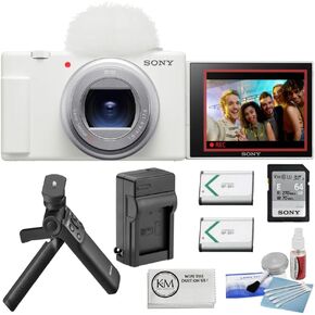 Sony ZV-1 II Digital Camera | White Bundled with Sony Vlogger Accessory Kit + NP-BX1 Battery + Battery Charger + Microfiber Cleaning Cloth + Camera Cleaning Kit (6 Items)