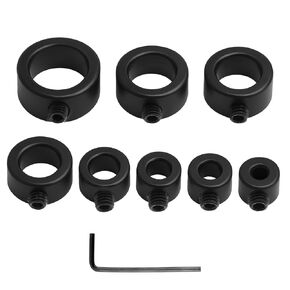 Professional Stop Collar Set Includes 8 Sizes：1/8", 3/16", 1/4", 5/16", 3/8", 7/16", 1/2", 5/8" Ring Stopper Metal Shaft Screw Collar with Hex Wrenches High Carbon Steel Drill Bit Positioning Ring