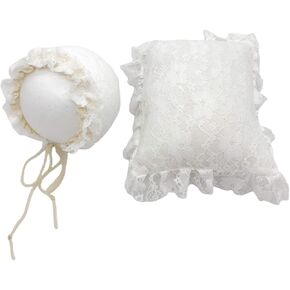 2 Pcs/Set Baby Infants Lace Hat Pillow Posing Newborn Photography Accessories White
