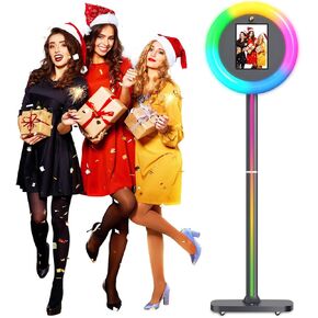 Portable Photo Booth Machine for iPad 10.2in 10.9in 11in 12.9in 13in, Software Remote Control Light Weight Selfie Photobooth with Light Ring for Parties