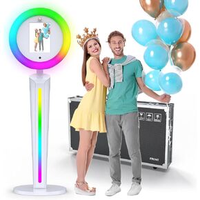Portable Photo Booth,Digital Photo Booth for RGB Ring Light Photo Booth Machine Software APP APP & Remote Control Adjustable 180° I Pad Photo Booth Stand Music Sync (Flight Case)