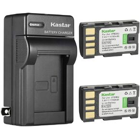 Kastar 2-Pack BN-VF808 Battery and AC Wall Charger Replacement for JVC GZ-MG340BUS GZ-MG35 GZ-MG36 GZ-MG360 GZ-MG360B GZ-MG360BUC GZ-MG360BUS GZ-MG360S GZ-MG361 GZMG361US GZ-MG361US GZ-MG365