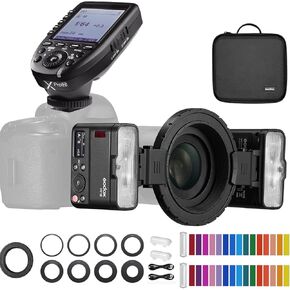 Godox MF12 MF12-K2 Macro Flash w/Xpro-N Trigger Off-Camera TTL Flash Speedlite 12W, 2.4G Wireless Control, TTL/M Mode, Built-in 3.7V/6.29W Lithium Battery, Compatible with Nikon Camera