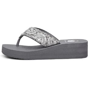 Yellow Box Women's Liana Wedge Sandal, Round Toe, 1.5 Inch Heel, 0.75 Inch Platform, Comfortable Flip-Flop