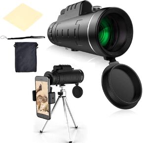 Monoculars Telescope High Power 40x60 Monocular Telescope with Dust Cap, Telephoto Zoom with Smartphone Tripod and Clip for Birdwatching Hiking Camping Sightseeing for Adult Bird Binoculars
