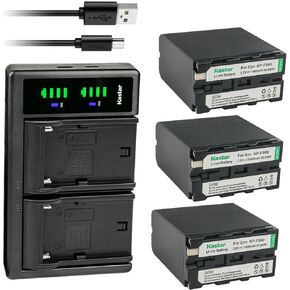 Kastar NP-F990 Battery 2-Pack and LTD2 USB Charger Compatible with Sony GV-D200 GV-D300 GV-D700 GV-D800 GV-D900 GV-HD700E HDR-AX2000 HDR-FX1 HDR-FX1000 HDR-FX1000E HDR-FX7 HDR-FX7E HDV-FX1 Camcorder