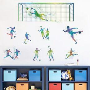 Watercolor Baseball Wall Stickers Removable Sports Player Silhouette Wall Decals Peel and Stick Art Decor for Kids Bedroom Playroom Nursery Classroom